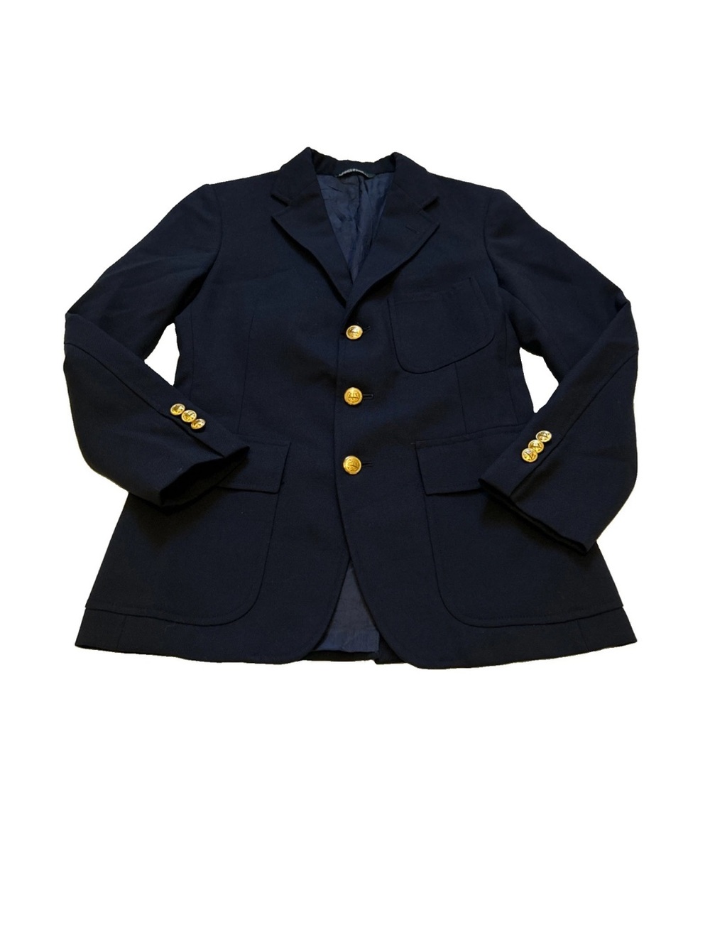 Vintage Polo Ralph Lauren Boys Navy Blazer with Gold-Tone Buttons Sz 16R USA